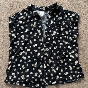No Boundaries Black Floral Button Up Blouse